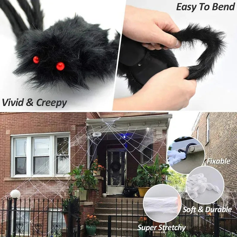 Giant Halloween Spider & Web Outdoor Decoration Set