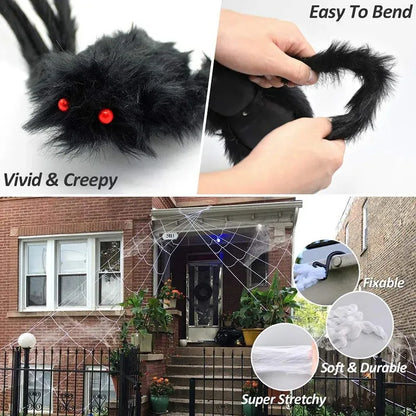 Giant Halloween Spider & Web Outdoor Decoration Set