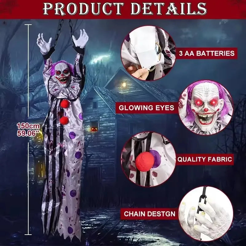 Animated Hanging Electric Clown Halloween Animatronic