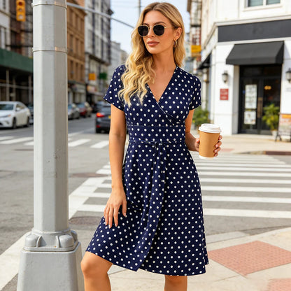 V-Neck Wrap Dress with Pockets