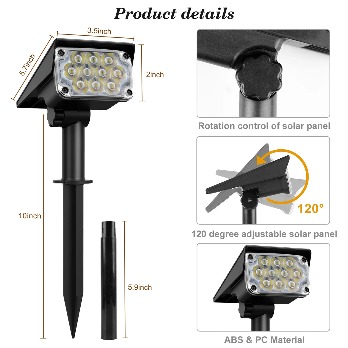 Outdoor Waterproof Solar Landscape Spotlight
