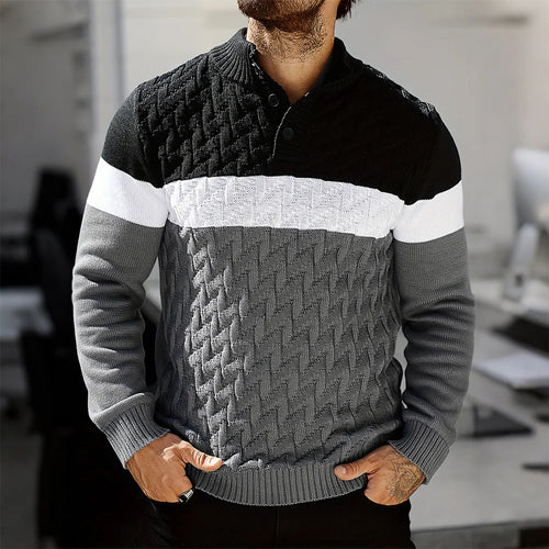 Contrasting Color Shawl Collar Pullover Sweater