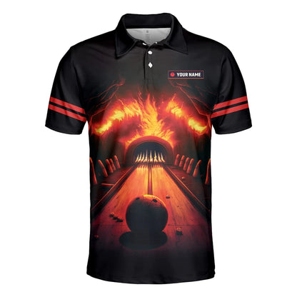 Men's Custom Name Cosmic Bowling Graphic Polo Shirt