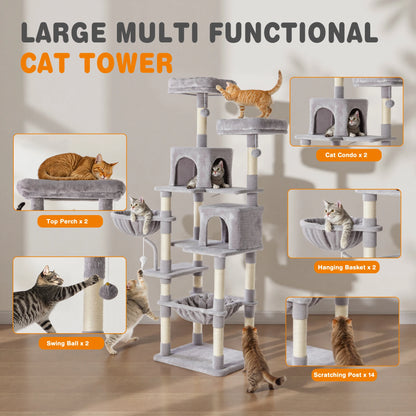 JHK 71-Inch Tall Multi-Cat Climbing Tower & Condo