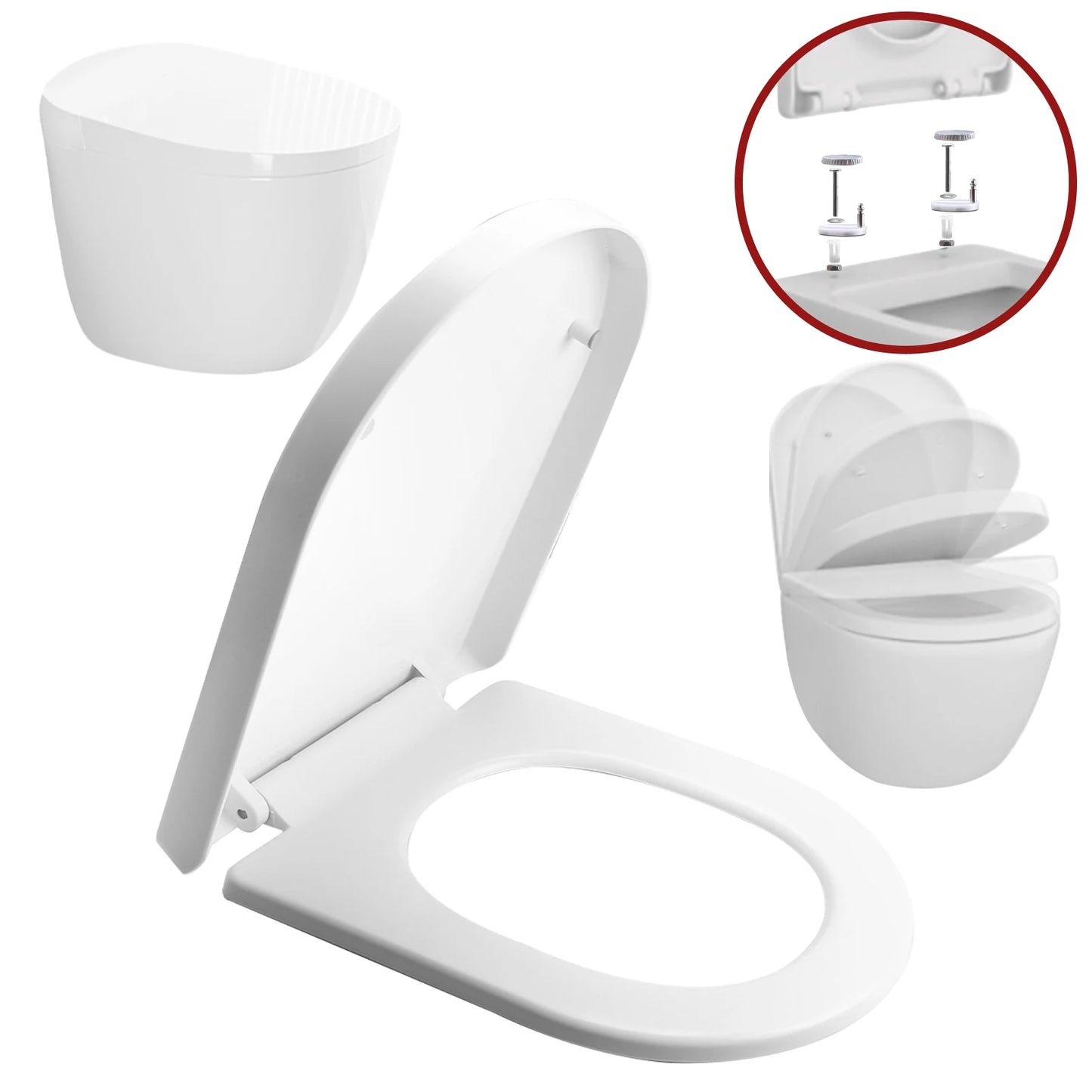 Soft-Close Quick-Release Toilet Seat for Square, U, and O Shapes