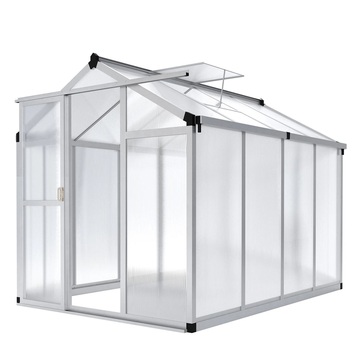 6x8FT Aluminum Walk-in Heavy Duty Polycarbonate Greenhouse with Roof Vent