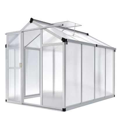 6x8FT Aluminum Walk-in Heavy Duty Polycarbonate Greenhouse with Roof Vent