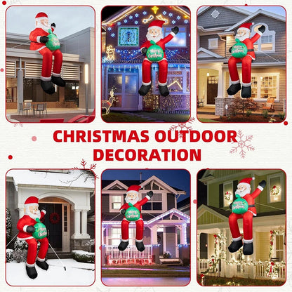 1.8M/5.9FT Inflatable Santa Claus Holding Gift Bag with LED Lights