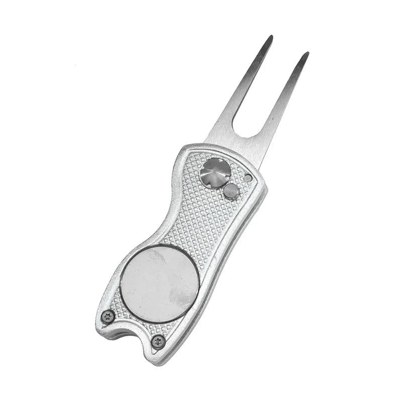 Foldable Golf Divot Repair Tool with Golf Ball Groove Cleaner