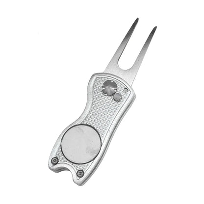 Foldable Golf Divot Repair Tool with Golf Ball Groove Cleaner