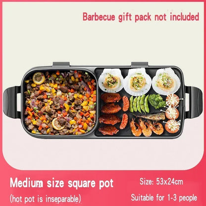 220V Multifunctional Indoor Electric BBQ Grill and Hot Pot