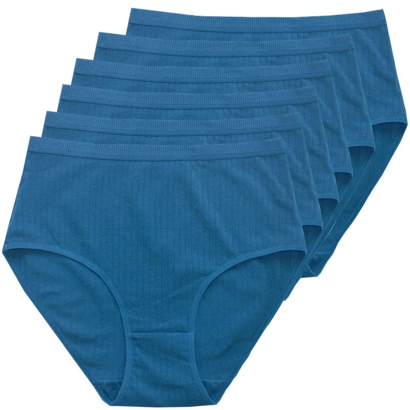 Chen Asta Women's Cotton High-Waist Briefs (6-Pack) - Breathable Plus Size Panties