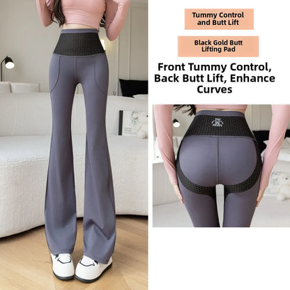 Women's High-Waist Double-Pocket Flare Yoga Pants