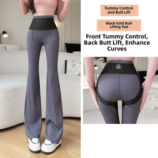 Women's High-Waist Double-Pocket Flare Yoga Pants