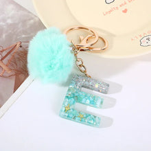 Letter Key Pendant With Green Fluffy Pompom