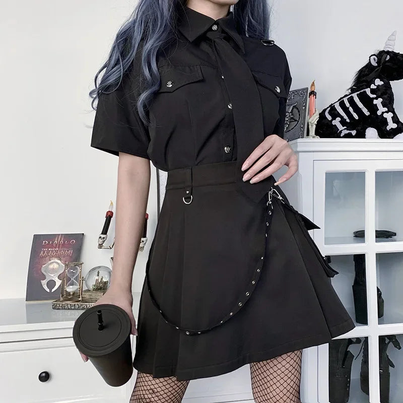 Women's Punk Gothic High-Waisted Bandage Mini Skirt