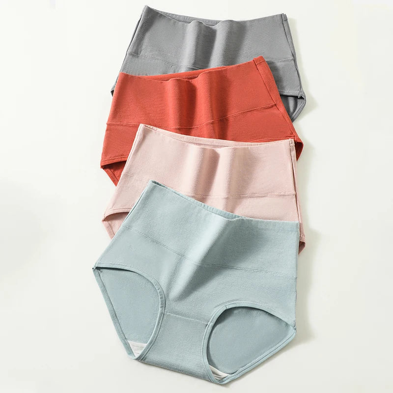 High Waist 4Pcs Cotton Panties
