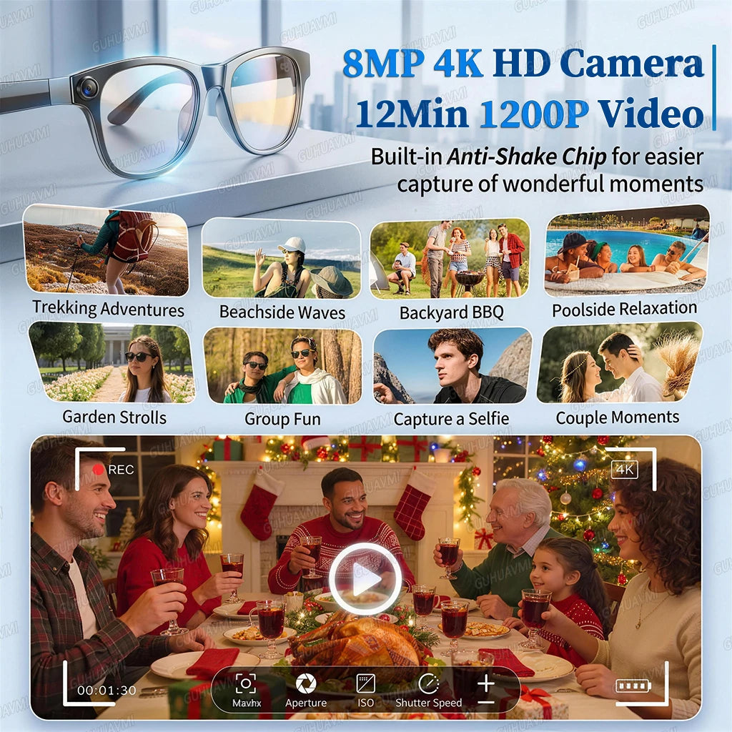 4K AI Camera Smart Sunglasses with Power Bank