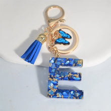 Blue Glazed Stone A To Z Letter Keychain