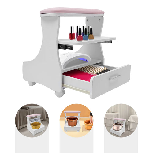 Pedicure Stool Foot Rest with Wheels