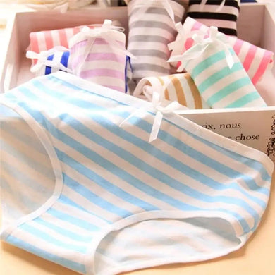 Cute Striped Bowknot Cotton Briefs