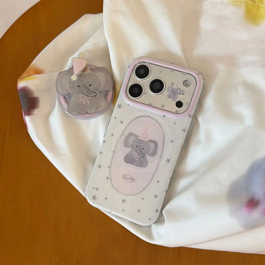Magnetic Bow & Elephant Pattern Case for iPhone