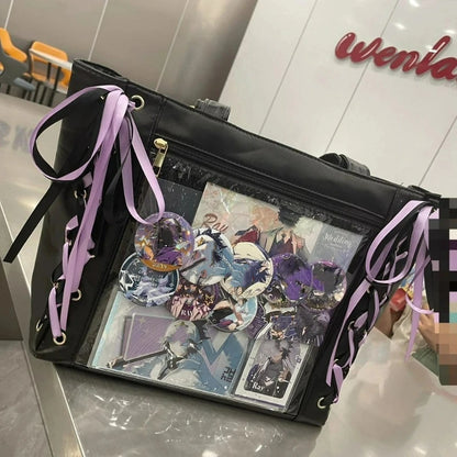 Japanese Cute Ribbon Ita Bag Transparent Lolita Tote Bag