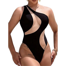 Cikini Solid Color Hollow Shoulder One-Piece Swimsuit