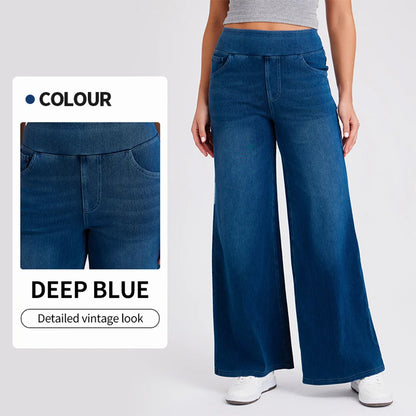 High Waist Stretch Denim Loose Wide Leg Jeans
