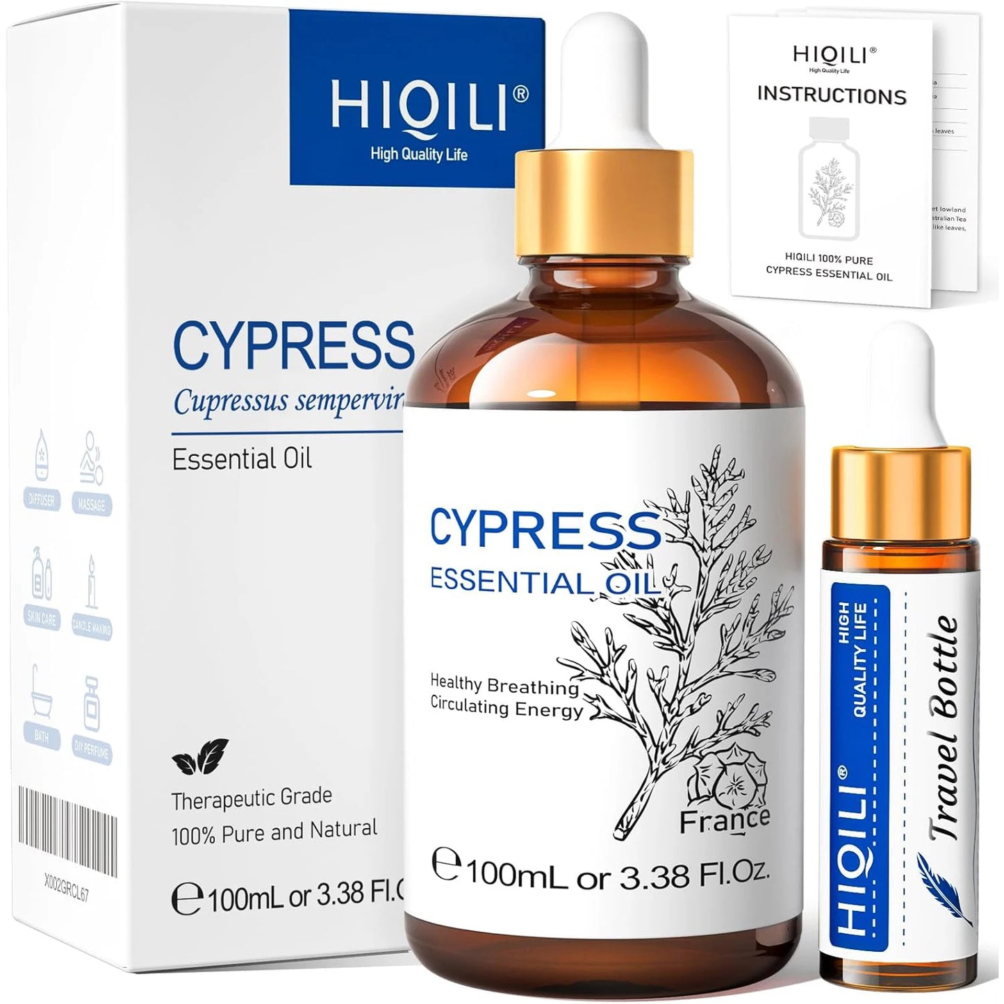 HIQILI 100% Pure Natural Essential Oil (100ml / 3.38 fl. oz)