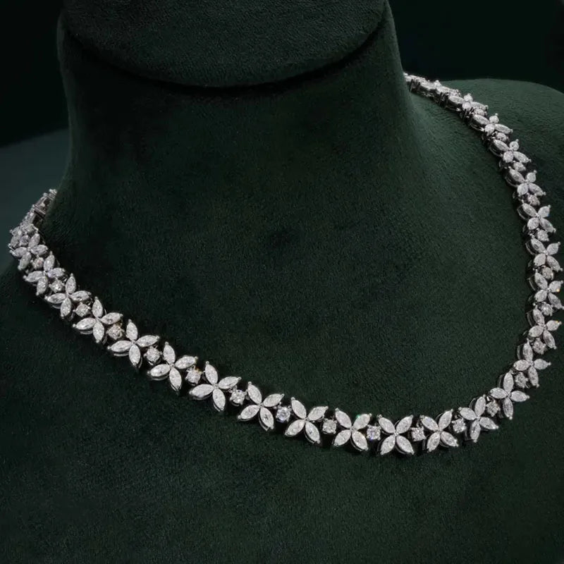 19.4CTW Marquise & Round Lab Grown Diamond Statement Pendant Necklace (14K White Gold / Platinum)