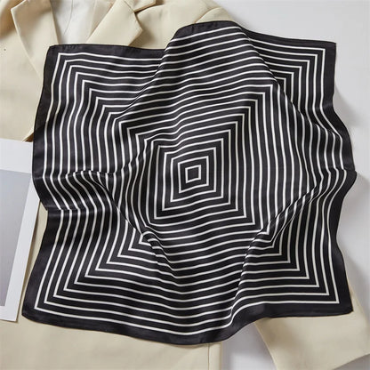 VISUAL AXLES 100% Mulberry Silk Striped Square Scarf (21" x 21")