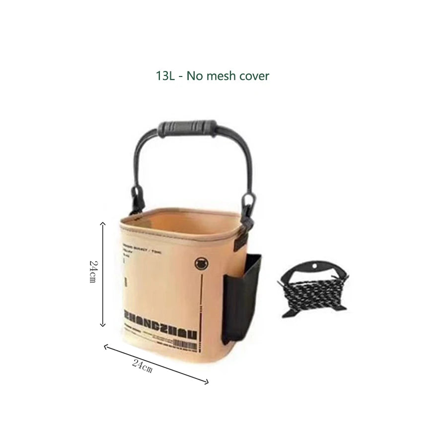 Foldable Live Fish Bucket and Portable Net with Rope