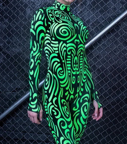 Printed Long Sleeve Jumpsuit