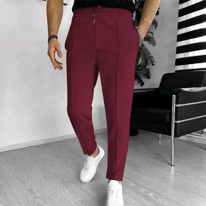 Men's Slim Fit Waffle Knit Athletic Jogger Pants with Pockets