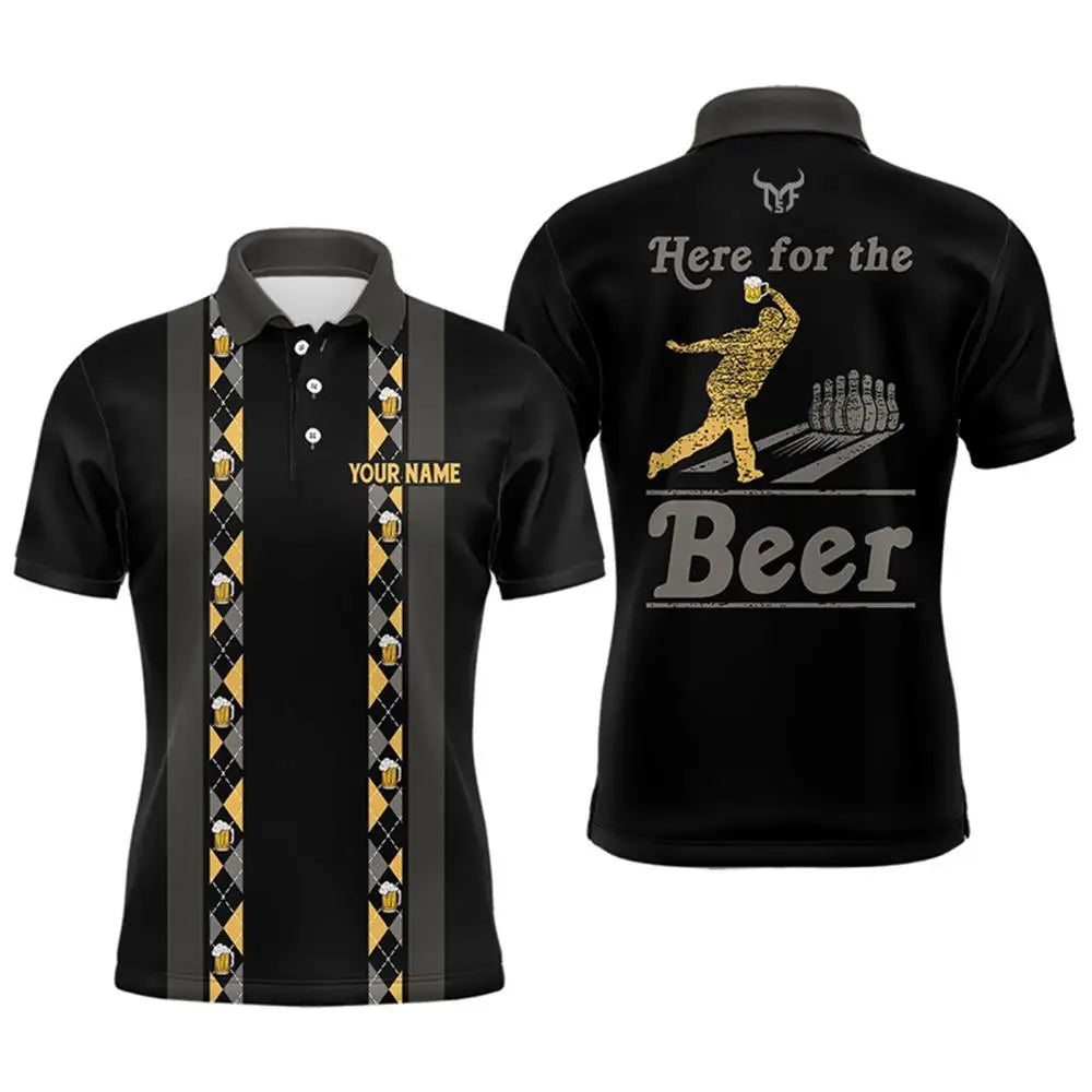 Men's Custom Name Bowling Graphic Polo Shirt