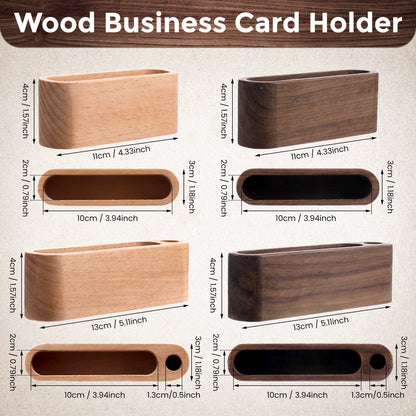 Wooden Business Card Holder with Pen Slot