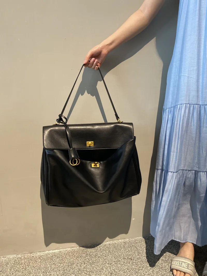 Women's Split Leather Large Capacity Tote Bag & Shoulder Handbag
