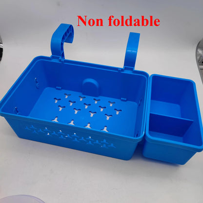 Poolside Storage Basket with Built-In Cup Holders for Above-Ground Pools