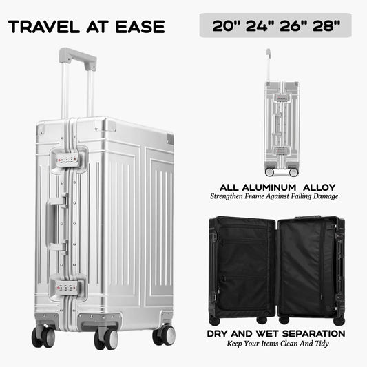 Durable Aluminum Suitcase with Wheels