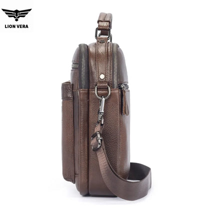 LION VERA Men's Genuine Leather Shoulder Bag & Crossbody Purse