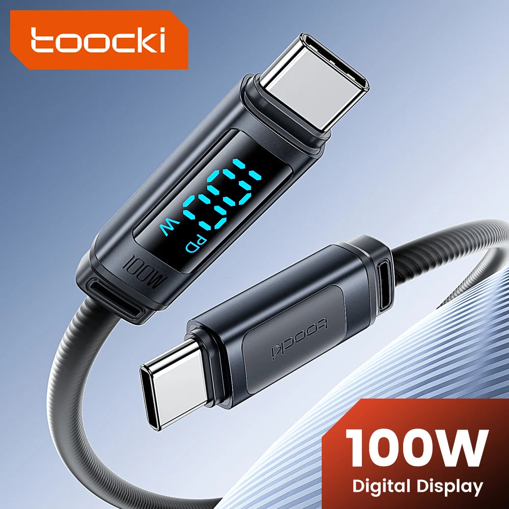 Toocki 100W USB-C to USB-C Fast Charging Cable with LED Digital Display