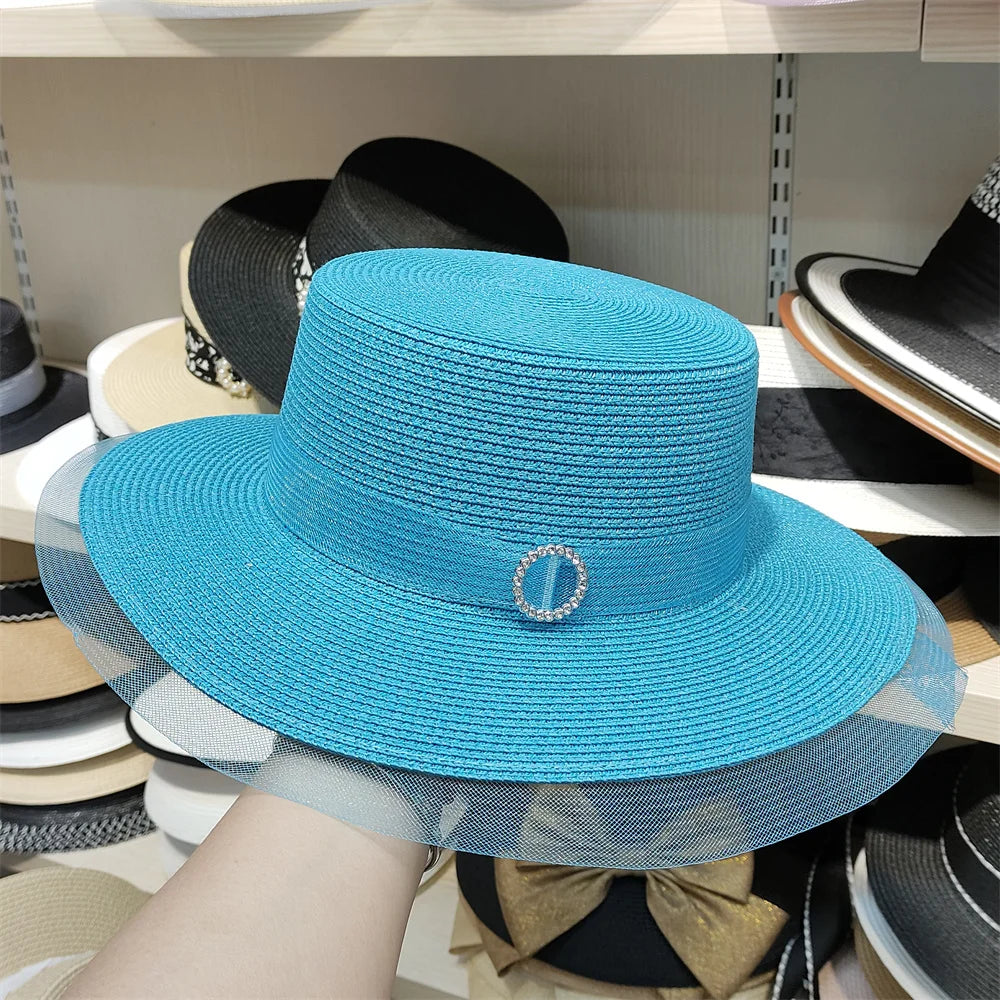 Woolen Rhinestone Solid Color Basin Hat