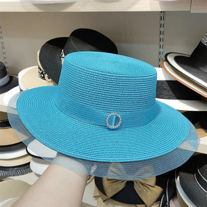 Woolen Rhinestone Solid Color Basin Hat