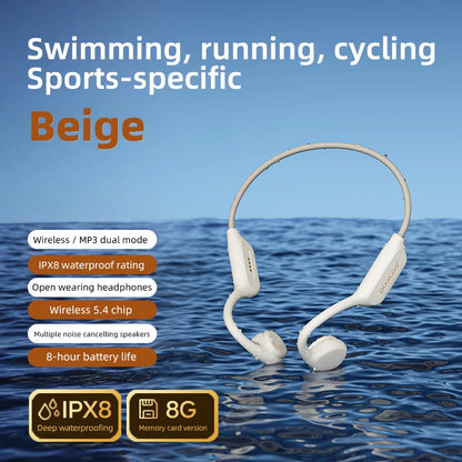 IPX8 Waterproof Bone Conduction Headphones with Built-in 32GB MP3 & Bluetooth 5.3