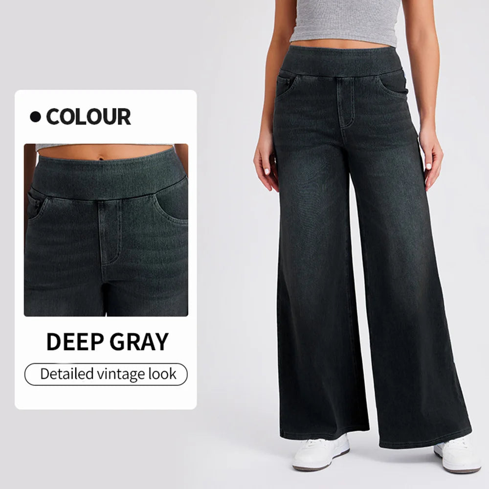 High Waist Stretch Denim Loose Wide Leg Jeans