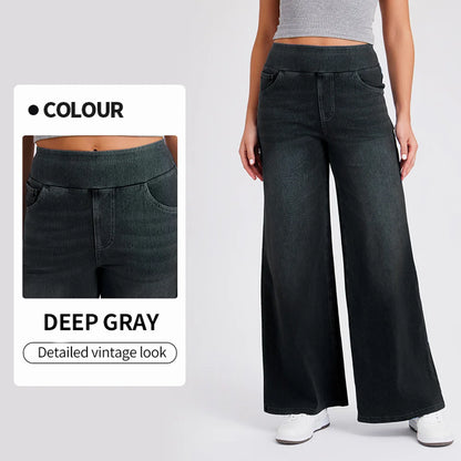 High Waist Stretch Denim Loose Wide Leg Jeans