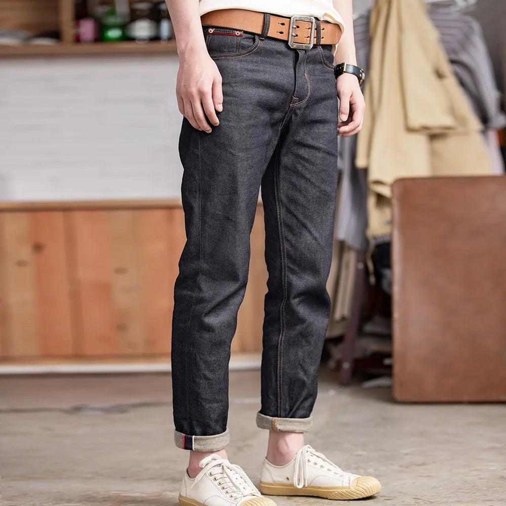 Maden Retro Raw Denim Jeans with Zipper Fly