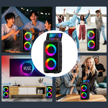 Portable Bluetooth Karaoke Speaker with RGB Lights & Wired Mic
