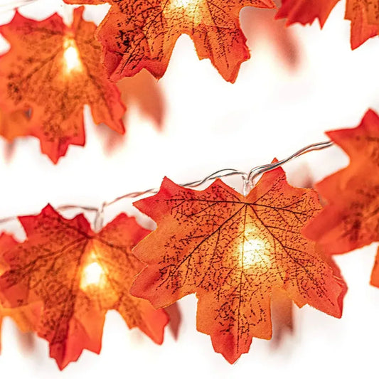 Artificial Fall Maple Leaf LED Light Garland
